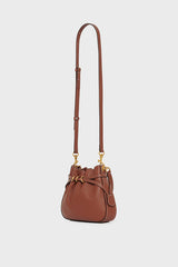LE MINI ROMY TAN GRAINY LEATHER BUCKET BAG