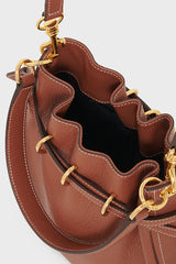 LE MINI ROMY TAN GRAINY LEATHER BUCKET BAG