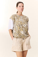 SIROP SLEEVELESS FADED LEOPARD PRINT SWEATSHIRT