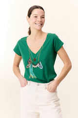 TONTON FEATHER EMERALD T-SHIRT