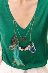 TONTON FEATHER EMERALD T-SHIRT