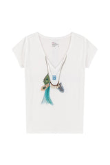 TONTON FEATHER WHITE T-SHIRT