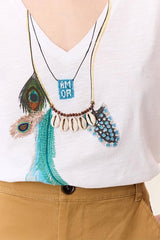 TONTON FEATHER WHITE T-SHIRT