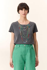 TORO NECKLACE PRINT CARBONE T-SHIRT