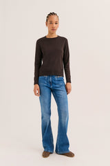 BELSA BROWN LONG-SLEEVED COTTON TSHIRT