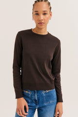 BELSA BROWN LONG-SLEEVED COTTON TSHIRT