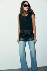 BAIA TWO-MATERIAL COTTON LACE TOP