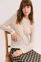 BERA BEIGE OVERLAY EFFECT LONG-SLEEVED T-SHIRT