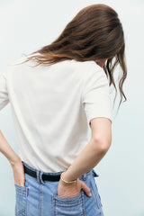 BESS NIGHT BLUE CONTRASTING COTTON TSHIRT