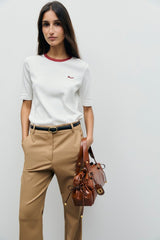 BESS RED CONTRASTING COTTON TSHIRT