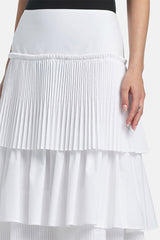TATTO TIERED PLEATED MAXI SKIRT