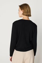 BLACK BEDAZZLED V-NECK T-SHIRT