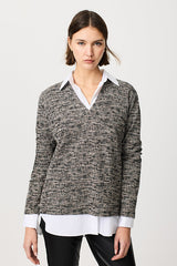 JACQUARD V-NECK T-SHIRT