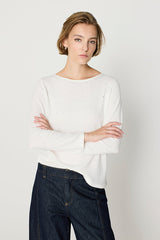 ECRU BEDAZZLED BOATNECK T-SHIRT