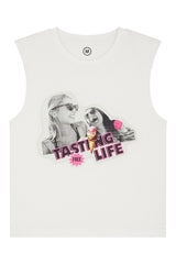 DODE TASTY OFF-WHITE SLEEVELESS T-SHIRT