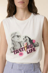 DODE TASTY OFF-WHITE SLEEVELESS T-SHIRT
