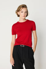 RED ROUND NECK TWIN SET