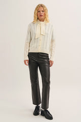 ROMI OPENWORK WOOL TIE CARDIGAN