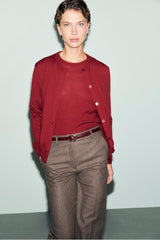 RENE RED FINE WOOL CARDIGAN