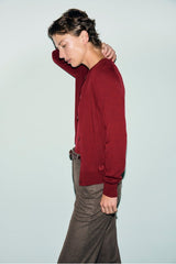 RENE RED FINE WOOL CARDIGAN