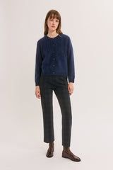 RUE NAVY BRUSHED WOOL CARDIGAN