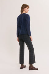 RUE NAVY BRUSHED WOOL CARDIGAN