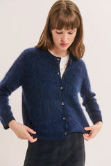 RUE NAVY BRUSHED WOOL CARDIGAN