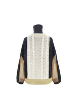 BLACK GEOMETRIC SLEEVES CABLE-KNIT TOP