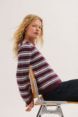 RUNA WHITE BRUSHED WOOL STRIPED SWEATER