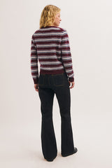 RUNA WHITE BRUSHED WOOL STRIPED SWEATER