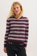 RUNA WHITE BRUSHED WOOL STRIPED SWEATER