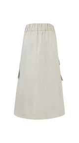 BEIGE UTILITY POCKET A LINE SKIRT