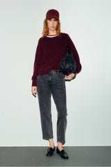 RAMIA REDWINE COLLAR WOOL SWEATER