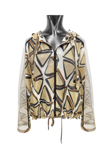 GEOMETRIC PRINT HOODED ZIP JACKET