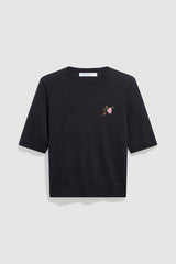 ROLANE SHORT-SLEEVED FLORAL SWEATER