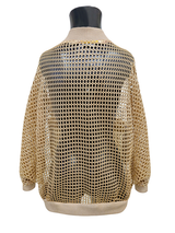 BEIGE CONTRAST UTILITY POCKETS MESH BOMBER JACKET
