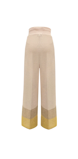 COLOR BLOCK WIDE LEG KNIT TROUSERS
