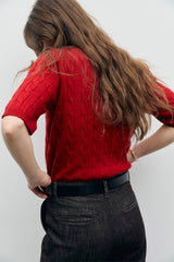 RAISA RED CABLE SWEATER