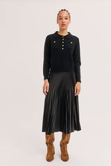 RIVAGE BLACK GOLD-BUTTON POLO SWEATER