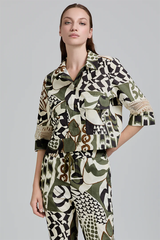 KAKI ABSTRACT PRINT JACKET