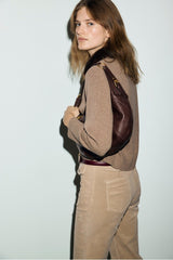 RILA SAND REMOVABLE COLLAR WOOL CARDIGAN