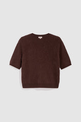 RUTA CINNAMON SHORT-SLEEVED BRUSHED WOOL SWEATER