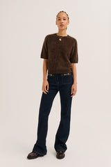 RUTA CINNAMON SHORT-SLEEVED BRUSHED WOOL SWEATER
