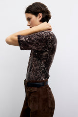 ROSA PYTHON PRINT WOOL SWEATER
