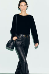 REIA BLACK RHINESTONE WOOL SWEATER