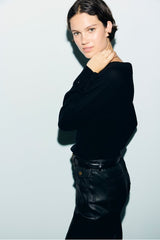 REIA BLACK RHINESTONE WOOL SWEATER