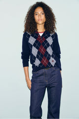 REMA DIAMOND-PATTERNED WOOL POLO SHIRT