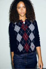 REMA DIAMOND-PATTERNED WOOL POLO SHIRT