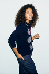 REMA DIAMOND-PATTERNED WOOL POLO SHIRT