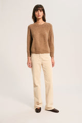 ROSE MARL CABLE-KNIT SWEATER